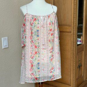 ON THE ROAD Floral Cold Shoulder Dress